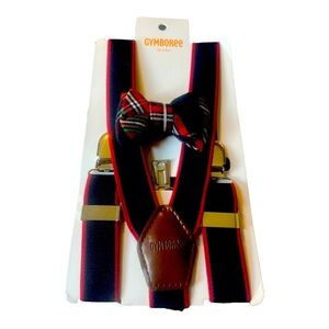 Gymboree Suspender Set Navy and Red Plaid 12-24 Month